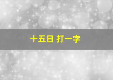 十五日 打一字